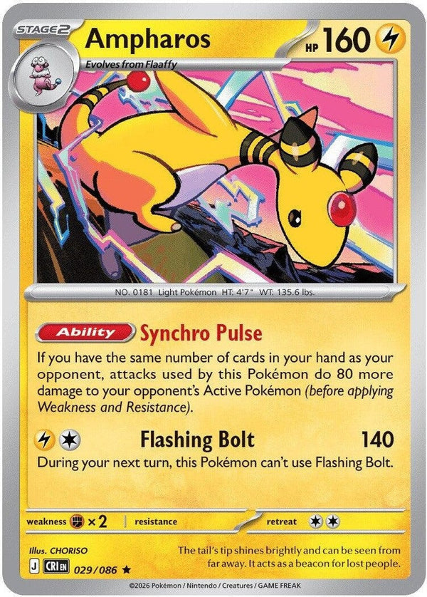 Ampharos - 029/086 Rare Pokémon card from Chaos Rising, Near Mint Holofoil