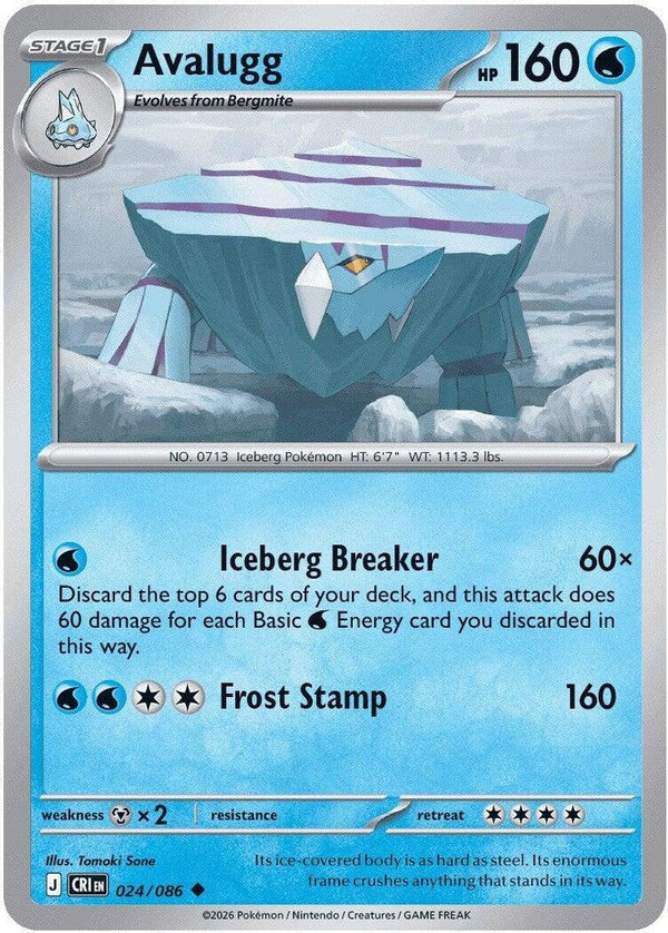 Avalugg - 024/086 Uncommon Pokémon card from Chaos Rising, Near Mint Normal