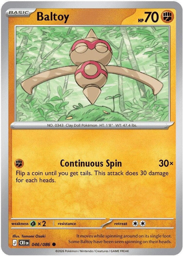 Baltoy - 046/086 Common Pokémon card from Chaos Rising, Near Mint Normal