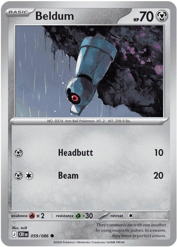 Beldum - 059/086 Common Pokémon card from Chaos Rising, Near Mint Normal