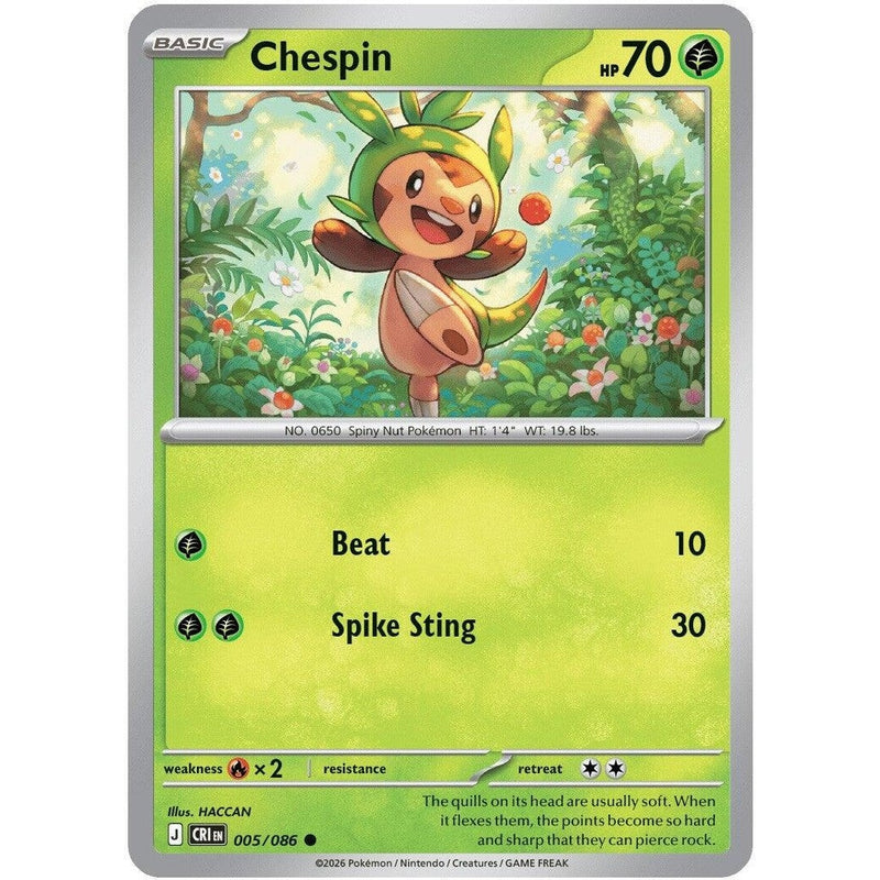 Chespin - 005/086 Common Pokémon card from Chaos Rising, Near Mint Normal