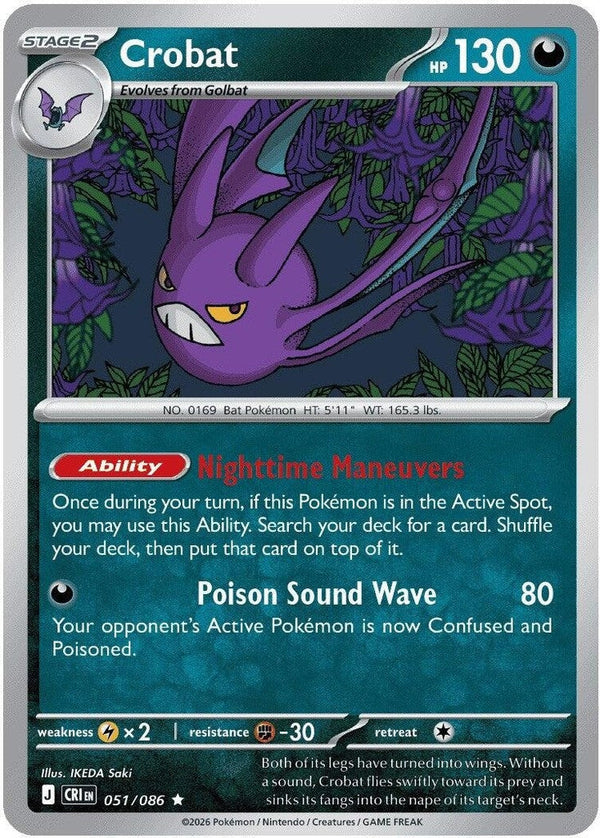 Crobat - 051/086 Rare Pokémon card from Chaos Rising, Near Mint Reverse Holofoil