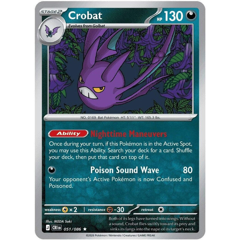 Crobat - 051/086 Rare Pokémon card from Chaos Rising, Near Mint Reverse Holofoil