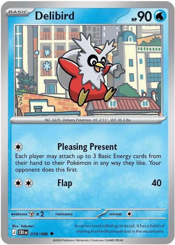 Delibird - 018/086 Uncommon Pokémon card from Chaos Rising, Near Mint Normal
