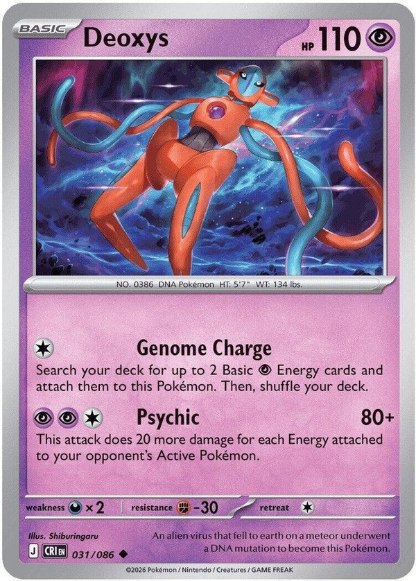 Deoxys - 031/086 Uncommon Pokémon card from Chaos Rising, Near Mint Normal