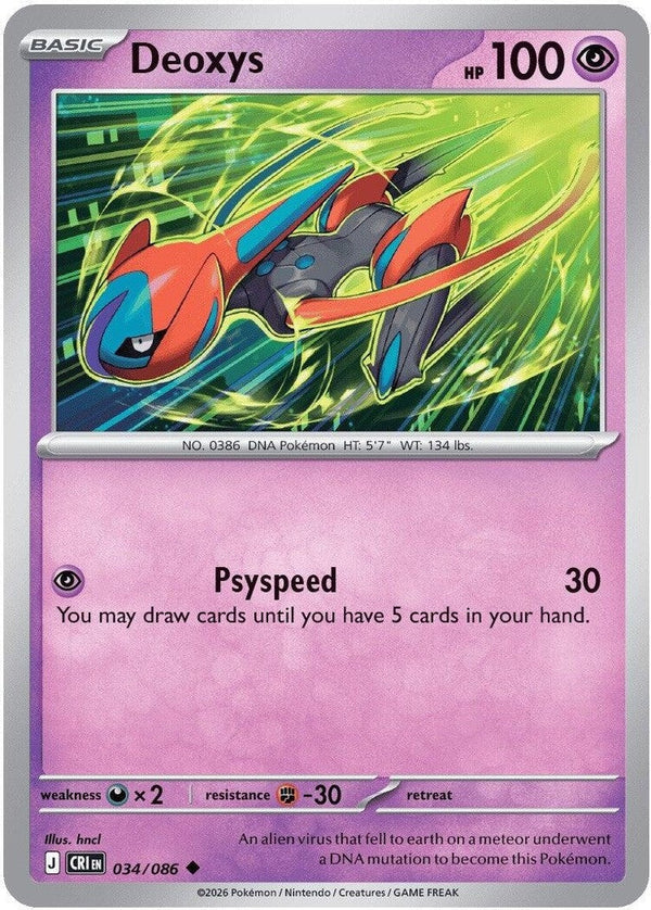 Deoxys - 034/086 Uncommon Pokémon card from Chaos Rising, Near Mint Normal