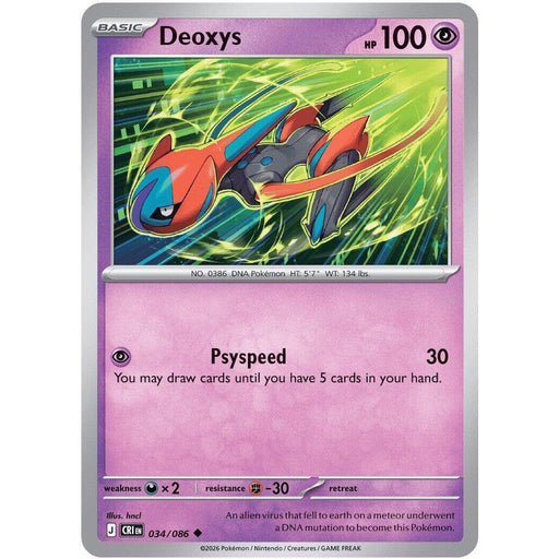 Deoxys - 034/086 Uncommon Pokémon card from Chaos Rising, Near Mint Normal