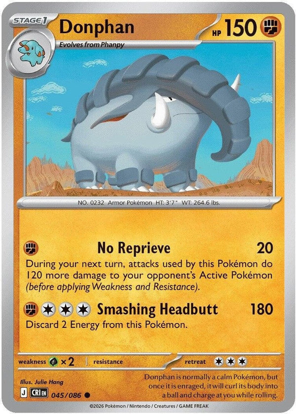 Donphan - 045/086 Common Pokémon card from Chaos Rising, Near Mint Normal
