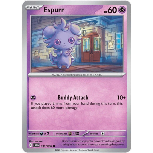 Espurr - 036/086 Common Pokémon card from Chaos Rising, Near Mint Normal