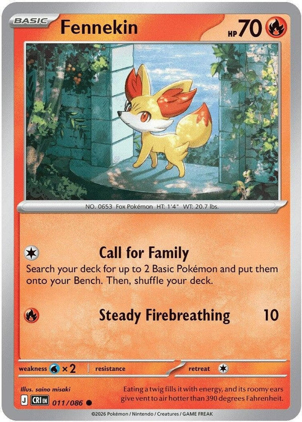 Fennekin - 011/086 Common Pokémon card from Chaos Rising, Near Mint Normal