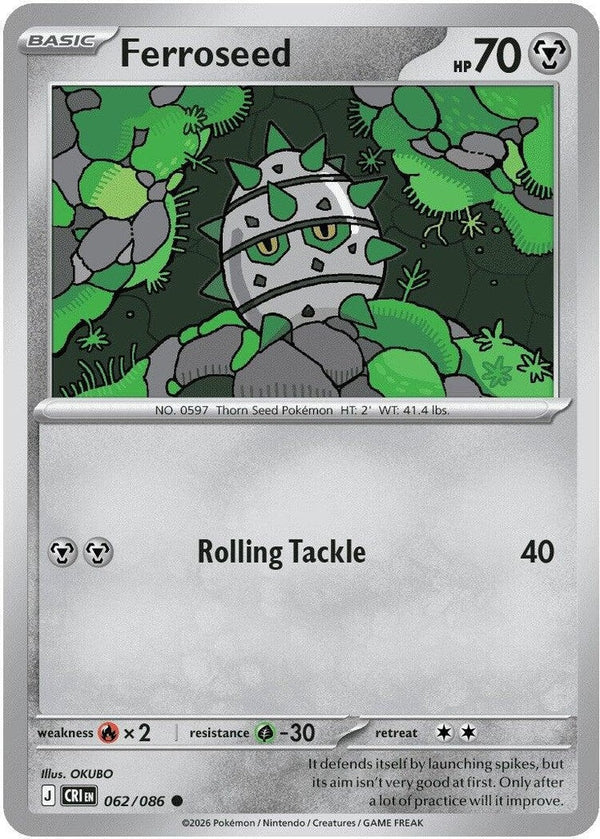 Ferroseed - 062/086 Common Pokémon card from Chaos Rising, Near Mint Normal