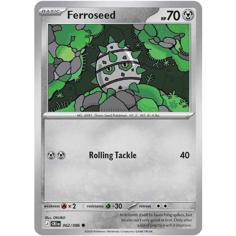 Ferroseed - 062/086 Common Pokémon card from Chaos Rising, Near Mint Normal