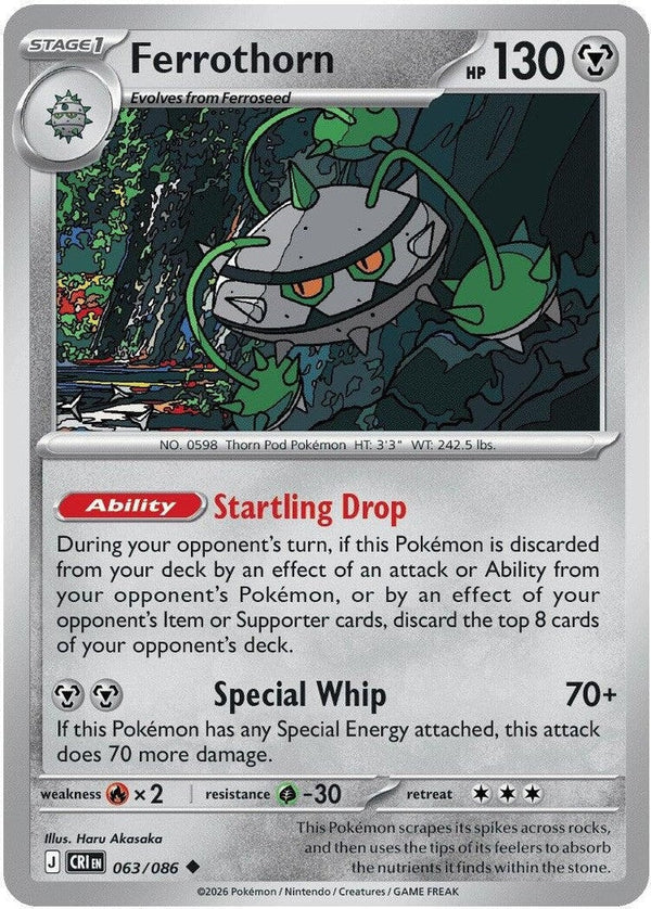 Ferrothorn - 063/086 Uncommon Pokémon card from Chaos Rising, Near Mint Normal