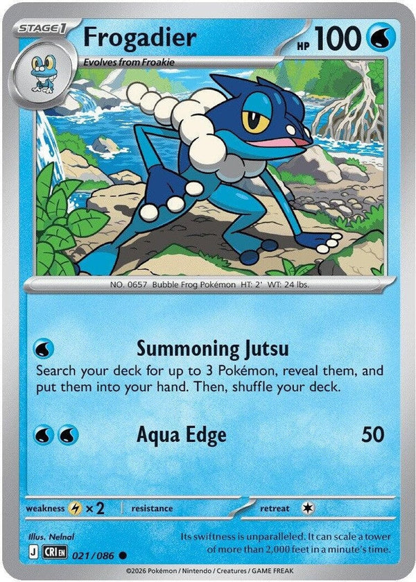 Frogadier - 021/086 Common Pokémon card from Chaos Rising, Near Mint Normal