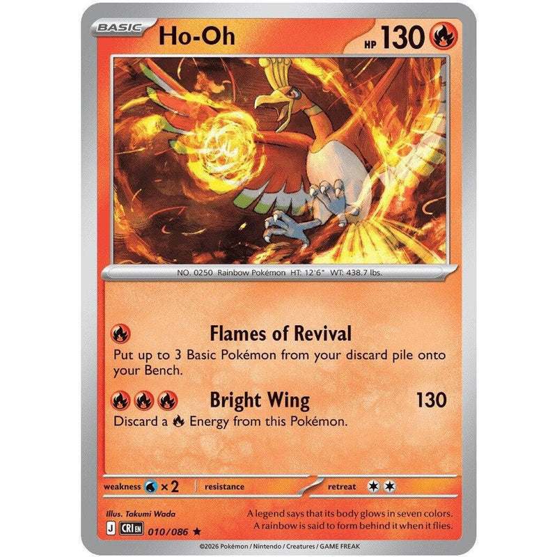 Ho-Oh - 010/086 Rare Pokémon card from Chaos Rising, Near Mint Reverse Holofoil