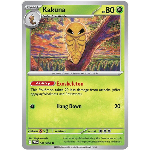 Kakuna - 002/086 Common Pokémon card from Chaos Rising, Near Mint Normal