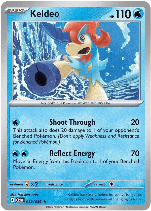 Keldeo - 019/086 Rare Pokémon card from Chaos Rising, Near Mint Reverse Holofoil