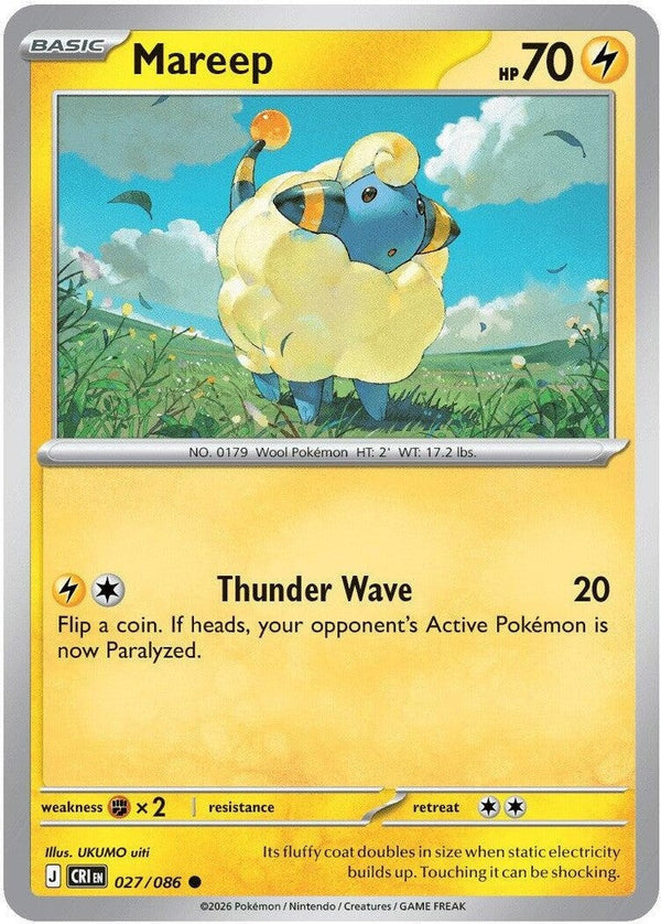 Mareep - 027/086 Common Pokémon card from Chaos Rising, Near Mint Normal