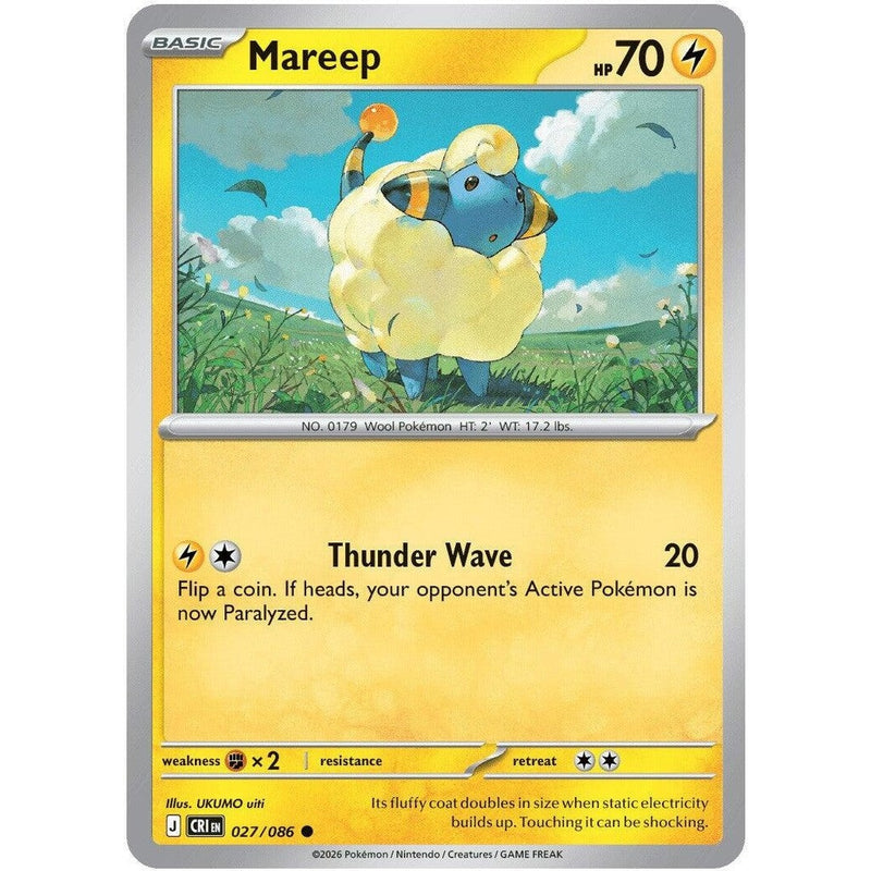 Mareep - 027/086 Common Pokémon card from Chaos Rising, Near Mint Normal