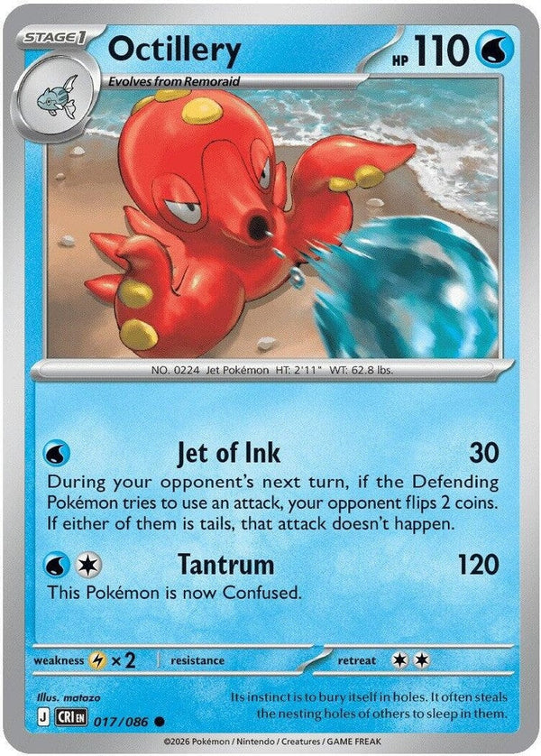 Octillery - 017/086 Common Pokémon card from Chaos Rising, Near Mint Normal