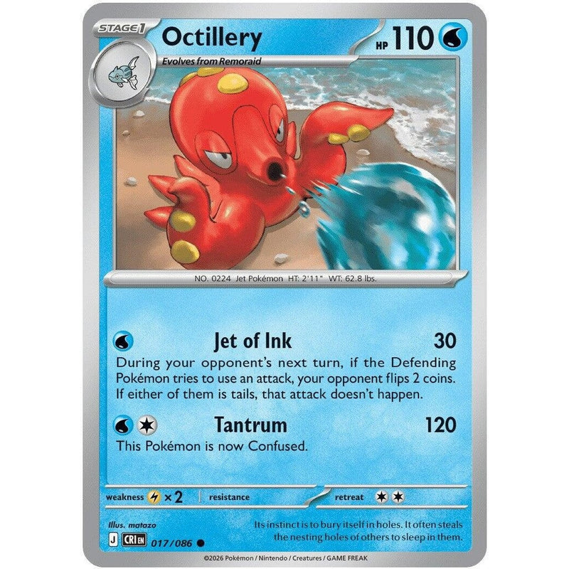 Octillery - 017/086 Common Pokémon card from Chaos Rising, Near Mint Normal