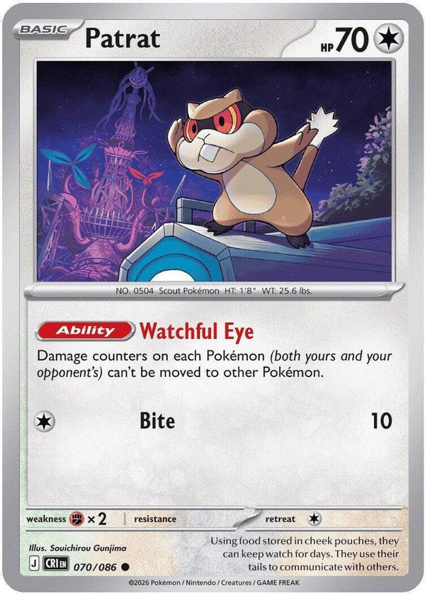 Patrat - 070/086 Common Pokémon card from Chaos Rising, Near Mint Normal