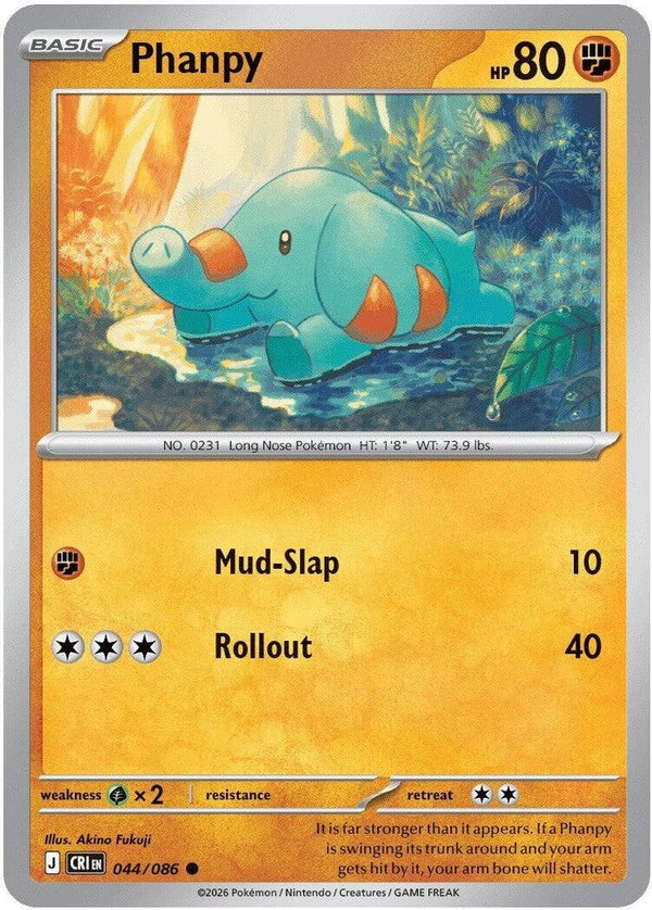 Phanpy - 044/086 Common Pokémon card from Chaos Rising, Near Mint Normal
