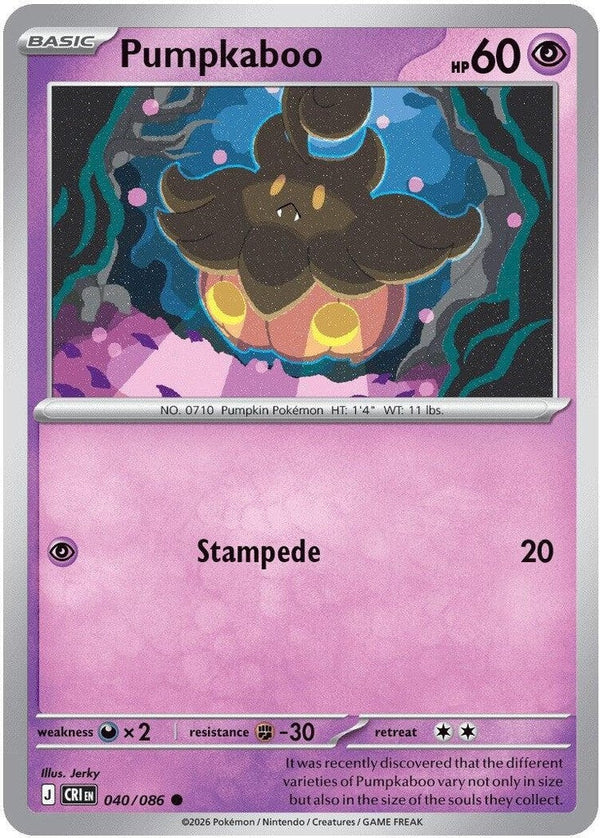 Pumpkaboo - 040/086 Common Pokémon card from Chaos Rising, Near Mint Normal