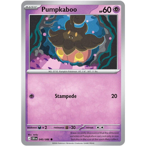 Pumpkaboo - 040/086 Common Pokémon card from Chaos Rising, Near Mint Normal