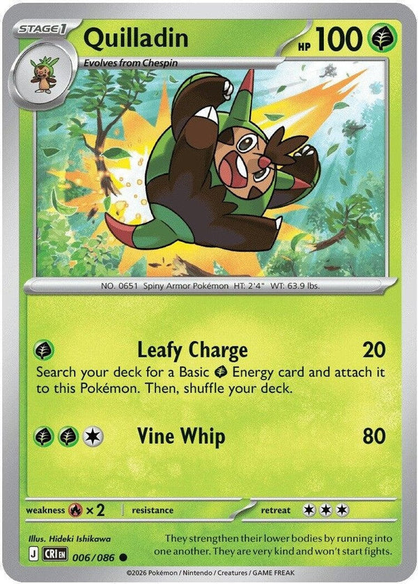 Quilladin - 006/086 Common Pokémon card from Chaos Rising, Near Mint Normal