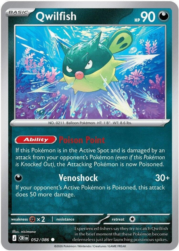 Qwilfish - 052/086 Common Pokémon card from Chaos Rising, Near Mint Normal