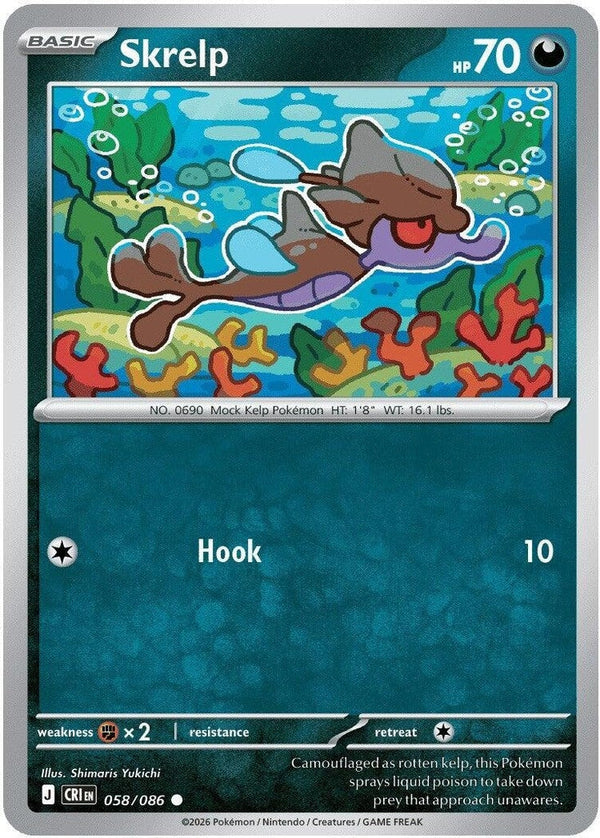 Skrelp - 058/086 Common Pokémon card from Chaos Rising, Near Mint Normal