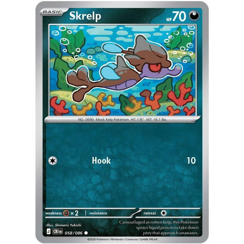 Skrelp - 058/086 Common Pokémon card from Chaos Rising, Near Mint Normal