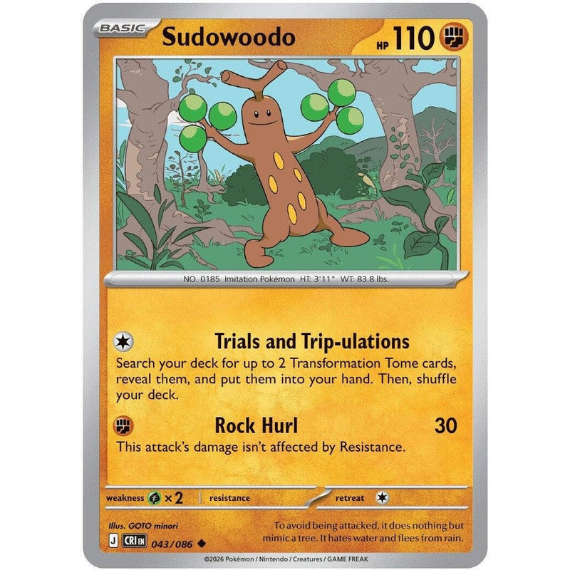 Sudowoodo - 043/086 Uncommon Pokémon card from Chaos Rising, Near Mint Normal