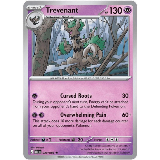 Trevenant - 039/086 Rare Pokémon card from Chaos Rising, Near Mint Reverse Holofoil