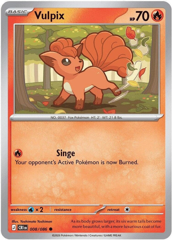 Vulpix - 008/086 Common Pokémon card from Chaos Rising, Near Mint Normal