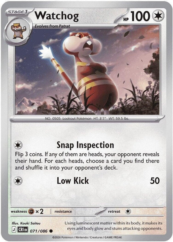 Watchog - 071/086 Common Pokémon card from Chaos Rising, Near Mint Normal