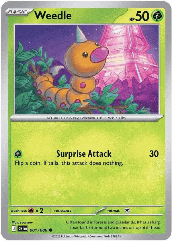 Weedle - 001/086 Common Pokémon card from Chaos Rising, Near Mint Normal
