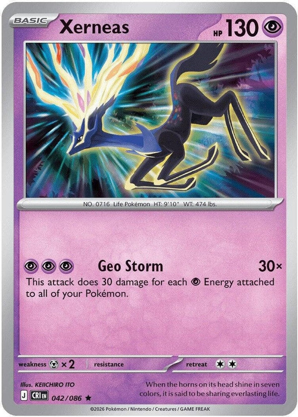 Xerneas - 042/086 Rare Pokémon card from Chaos Rising, Near Mint Reverse Holofoil