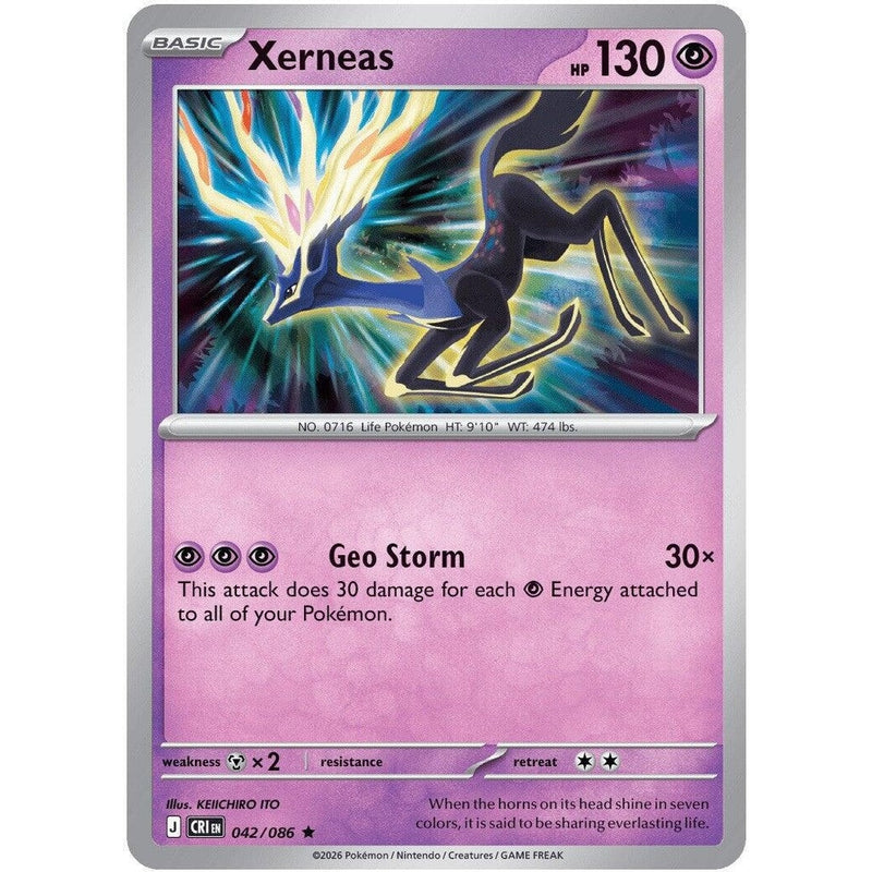 Xerneas - 042/086 Rare Pokémon card from Chaos Rising, Near Mint Reverse Holofoil