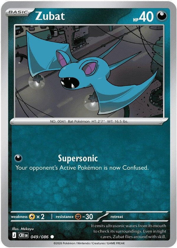 Zubat - 049/086 Common Pokémon card from Chaos Rising, Near Mint Normal