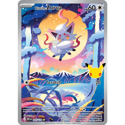Hisuian Zorua - 145/128 Illustration Rare Pokémon card from 30th Celebration, Near Mint Holofoil