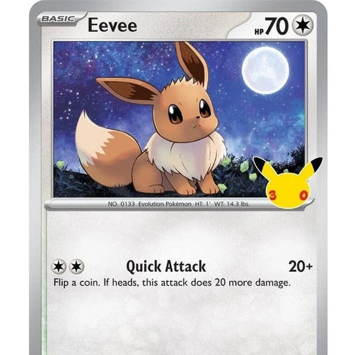 Eevee - 118/128 Common Pokémon card from 30th Celebration, Near Mint Holofoil