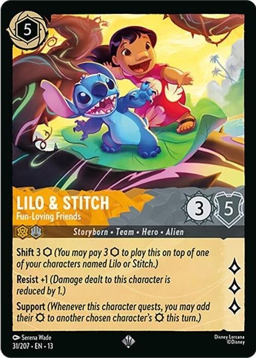 Lilo & Stitch - Fun-Loving Friends - 31/207 Super Rare Disney Lorcana card from Attack of the Vine!, Near Mint Normal