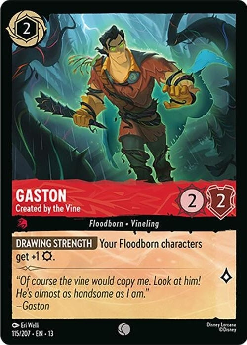 Gaston - Created by the Vine - 115/207 Common Disney Lorcana card from Attack of the Vine!, Near Mint Normal