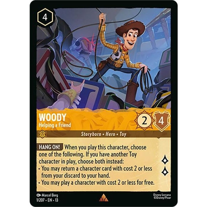 Woody - Helping a Friend - 1/207 Rare Disney Lorcana card from Attack of the Vine!, Near Mint Normal