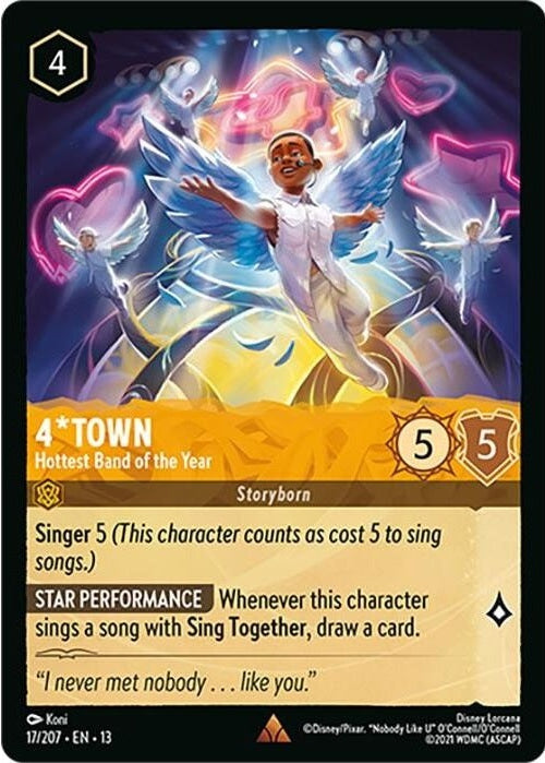 4*Town - Hottest Band of the Year - 17/207 Rare Disney Lorcana card from Attack of the Vine!, Near Mint Normal
