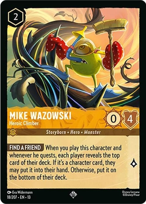 Mike Wazowski - Heroic Climber - 18/207 Super Rare Disney Lorcana card from Attack of the Vine!, Near Mint Normal