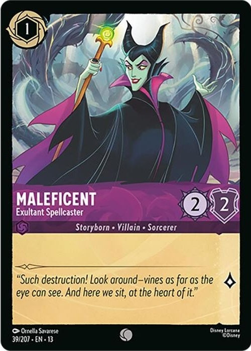 Maleficent - Exultant Spellcaster - 39/207 Common Disney Lorcana card from Attack of the Vine!, Near Mint Normal