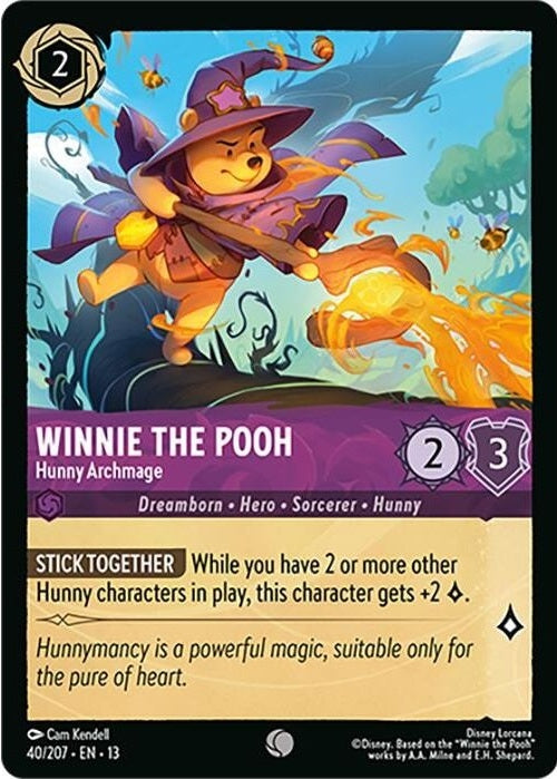 Winnie the Pooh - Hunny Archmage - 40/207 Common Disney Lorcana card from Attack of the Vine!, Near Mint Normal